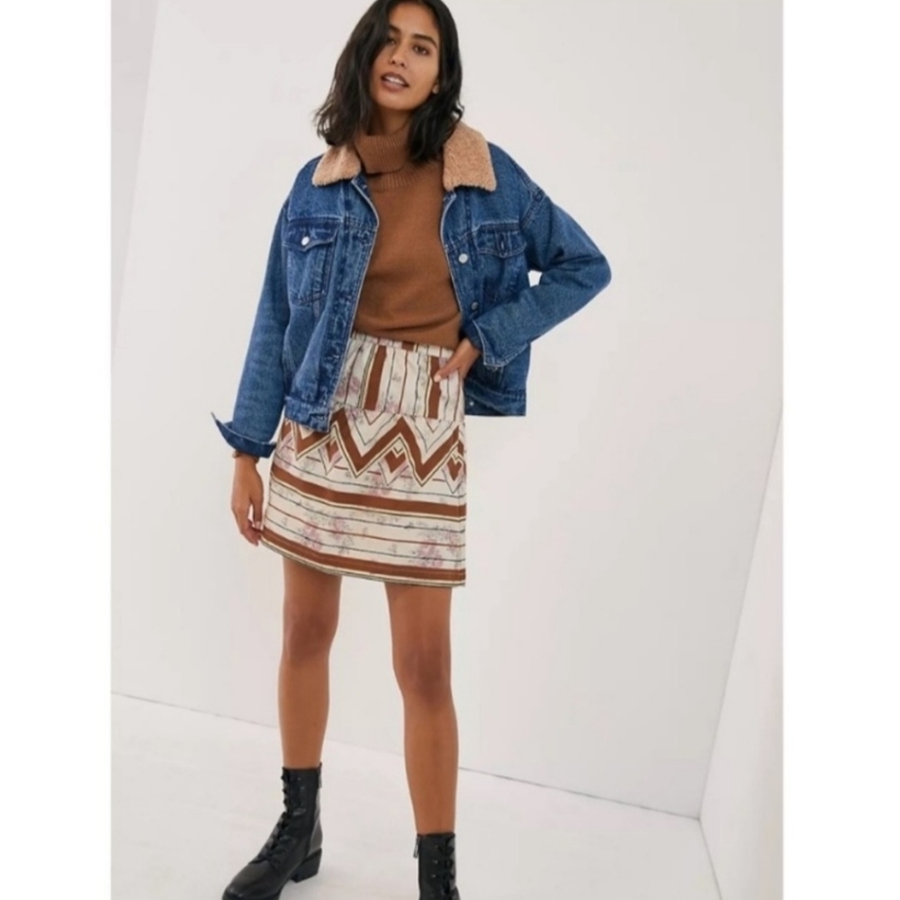 Anthropologie Tiny Ivory Orange Raleigh Mini Skirt NWT Size X-Small